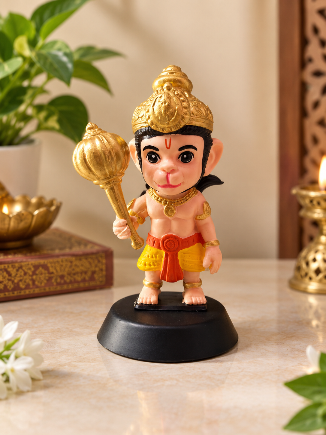 Cute Bal Hanuman Idol with Golden Gada